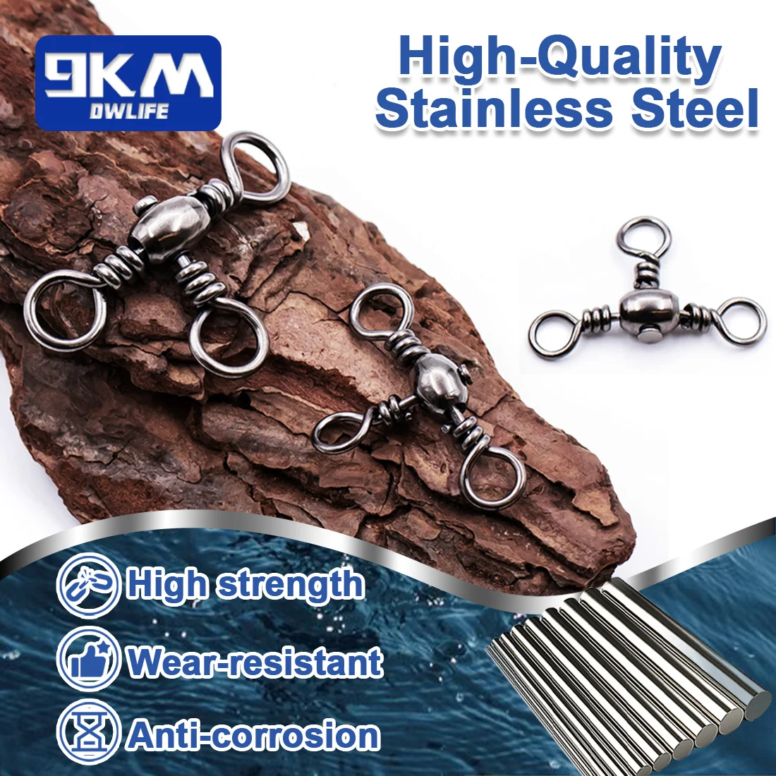 3-Way Fishing Swivels Stainless/Brass 25–100pcs 3