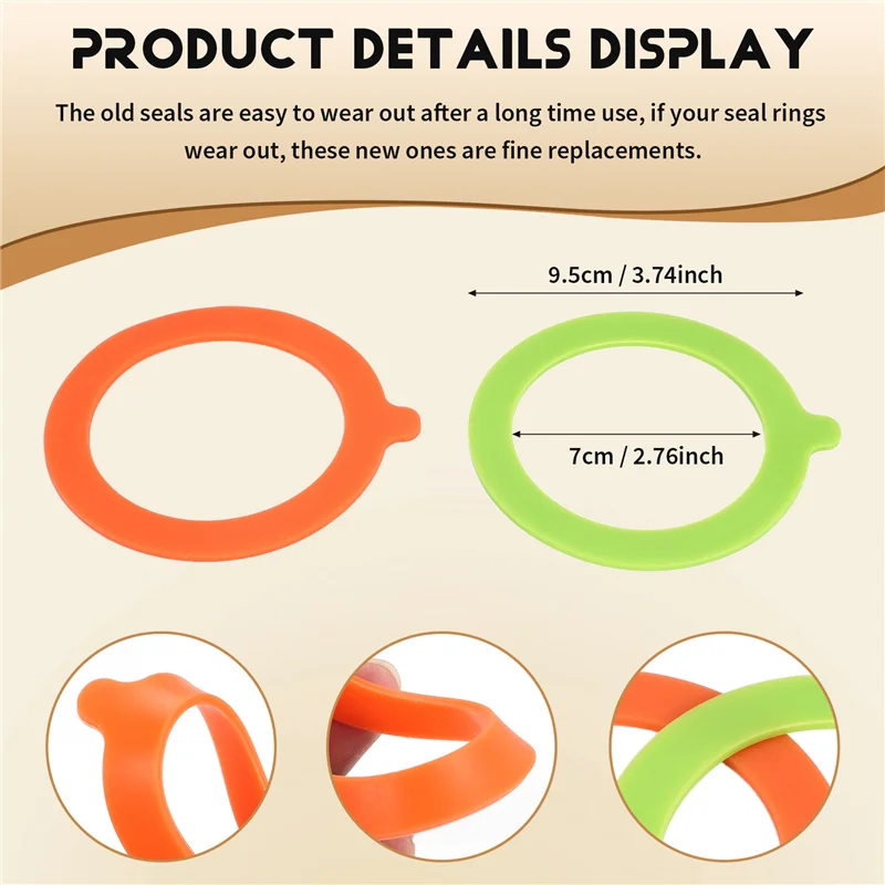 Rubber Seals For Glass Jars,Silicone Gaskets Canning Seals Replace Airtight Sealing Lids Rings For Canning Jar