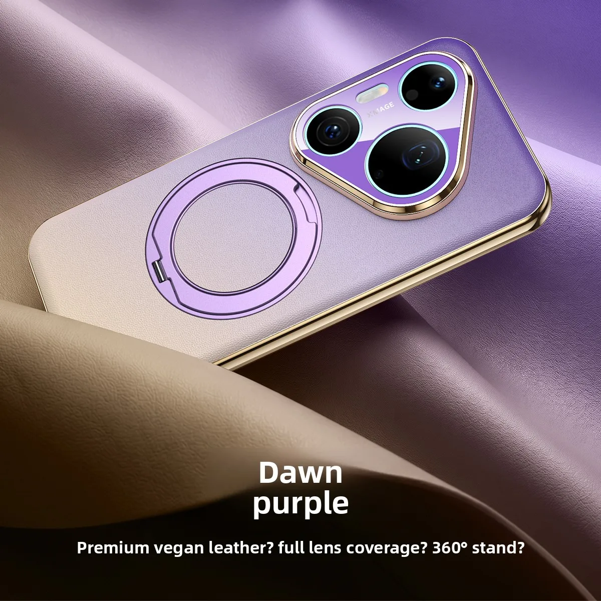 360° Rotatable Kickstand Magnetic Phone Case, Gradient Leather Shockproof Cover