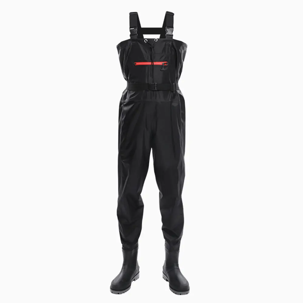 Fashion Adjustable Fishing Waders-Waterproof Fishing Pants with Bootfoot Shoes Outdoors Man Water Accessories,Black