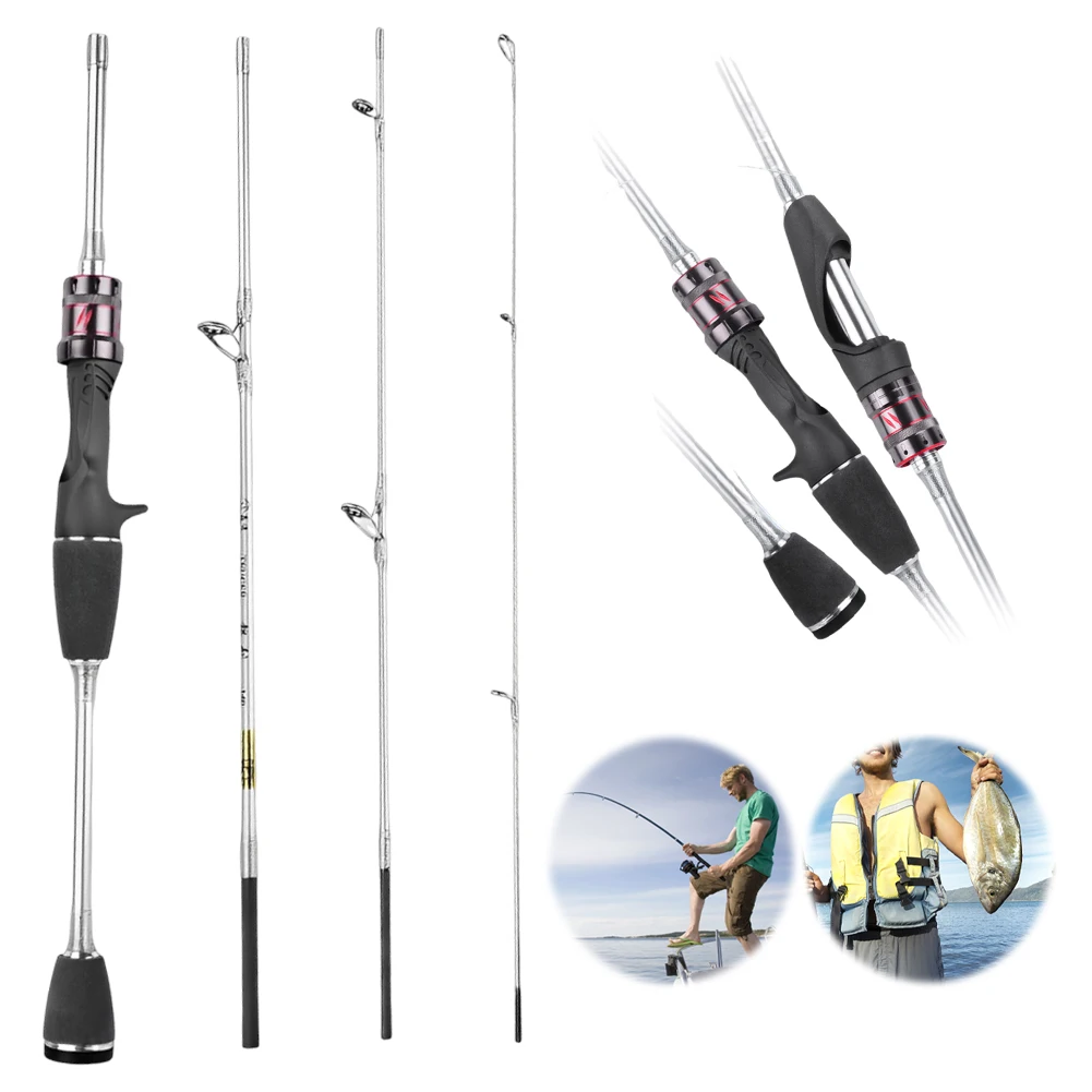 1.4M Baitcasting Carbon Fishing Rods Ultralight Lure Trout Mini Pole 4 Section Carbon Fiber Poles Portable Casting Rod