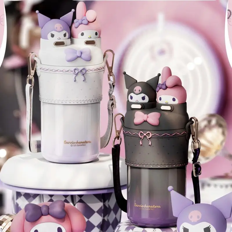

2024 Sanrio Изолированная чашка Корейская мультяшная Милая Kuromi двойная чашка для питьевой воды 316 нержавеющая сталь большая емкость подарок на день рождения