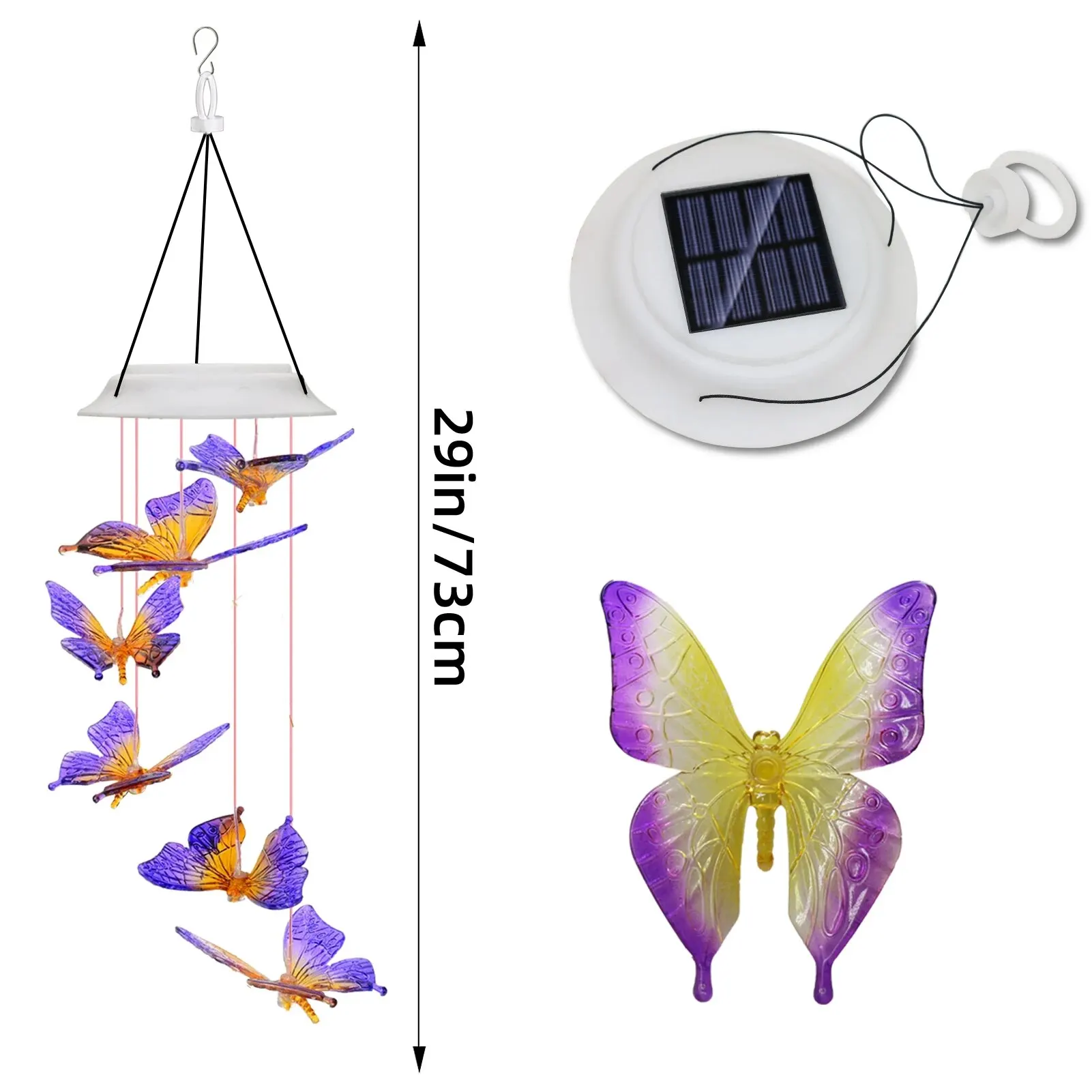 Outdoor Solar Butterfly Wind Chimes Christmas Garden Decorative Gifts