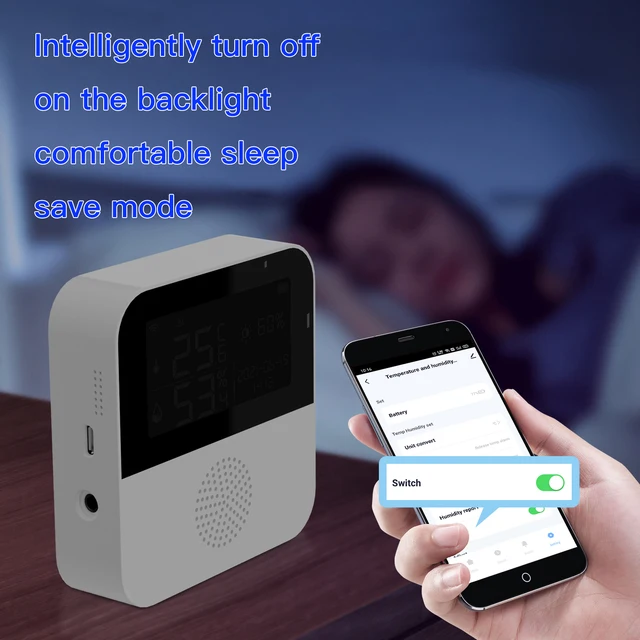 Haozee Tuya Smart WIFI Temperature and Humidity Sensor with Backlight LCD Display Indoor Thermometer Hygrometer Meter 5