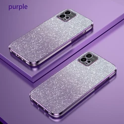Luxury Electroplated Glitter Clear Soft TPU Phone Case - Protective Back Cover for Moto G72 (Purple)