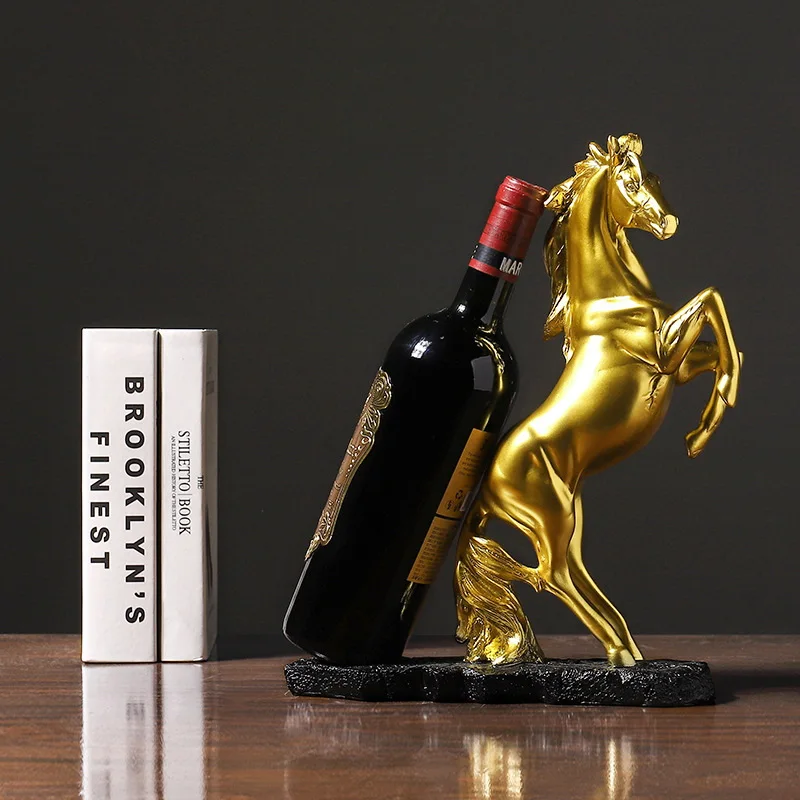Decorative Horse Wine Bottle Holder Statue for Bar Accessories
