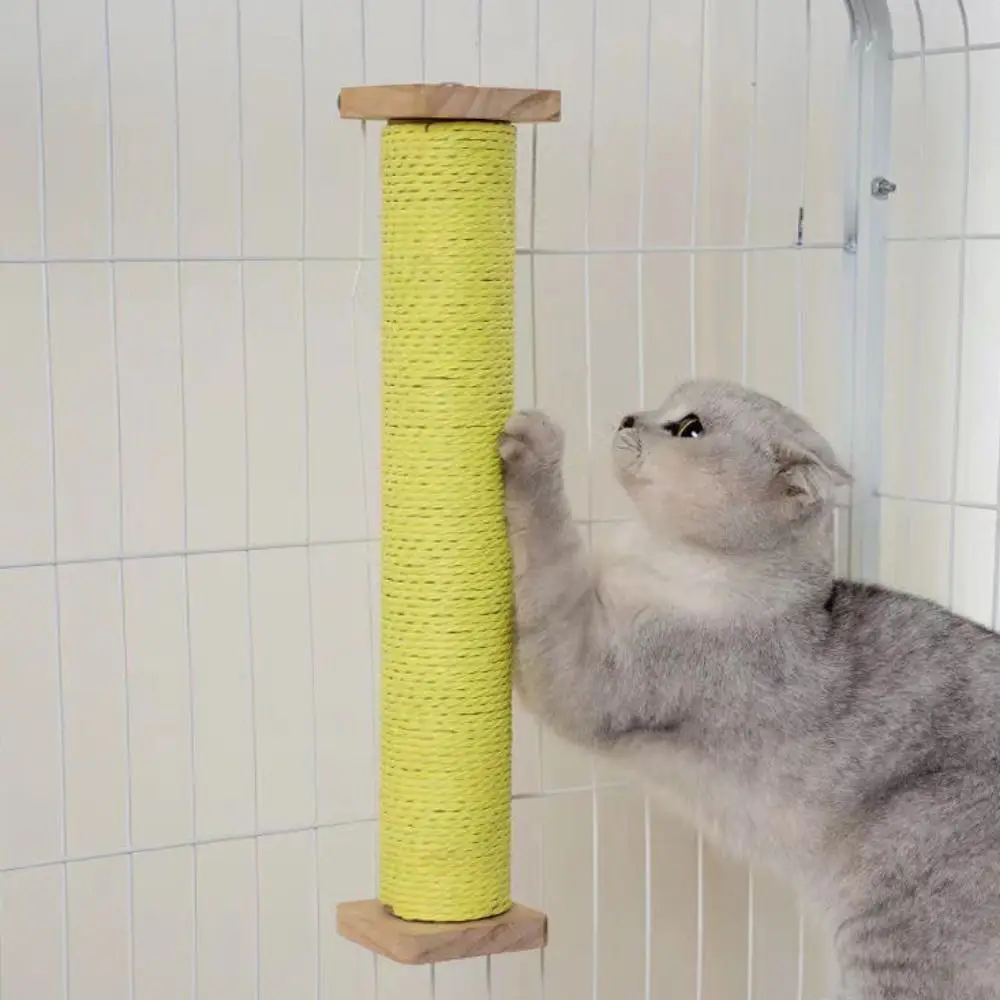 Durable Sisal Cat Scratcher Pole Non-Debris Non-Shedding Cat Scratching Column Hanging Vertical Cat Scratching Post for Cat Cage