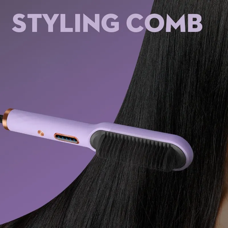 New Coming 2 In 1 Multifunction Straight And Curly Dual Purpose Hair Straightener Electric Curling Iron Negative Ion Comb