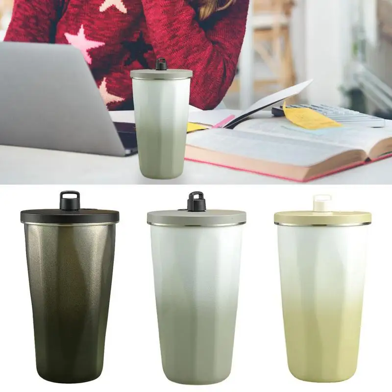 

Vacuum Cups With Lids Modern Insulated Tumbler With Straw Stainless Steel Coffee Mug And Water Bottle Eye-Catching Design