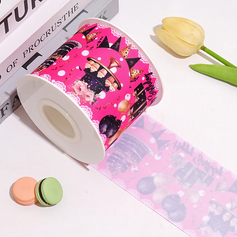 Happy Birthday Grosgrain ribbons for hair bows 5 yards printed grosgrain handmade materials 90263