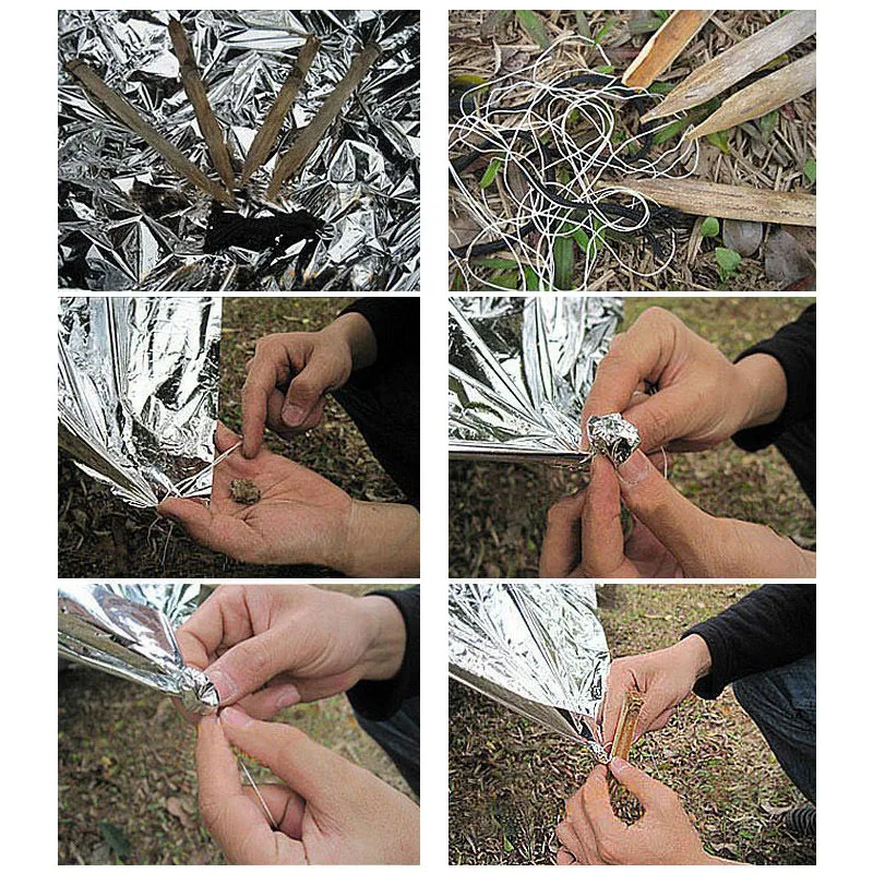 Folding Emergency Blanket Outdoor Survival Rescue First Aid Foil Thermal Blanket Windproof Keep Warm Blankets for Camping Hiking