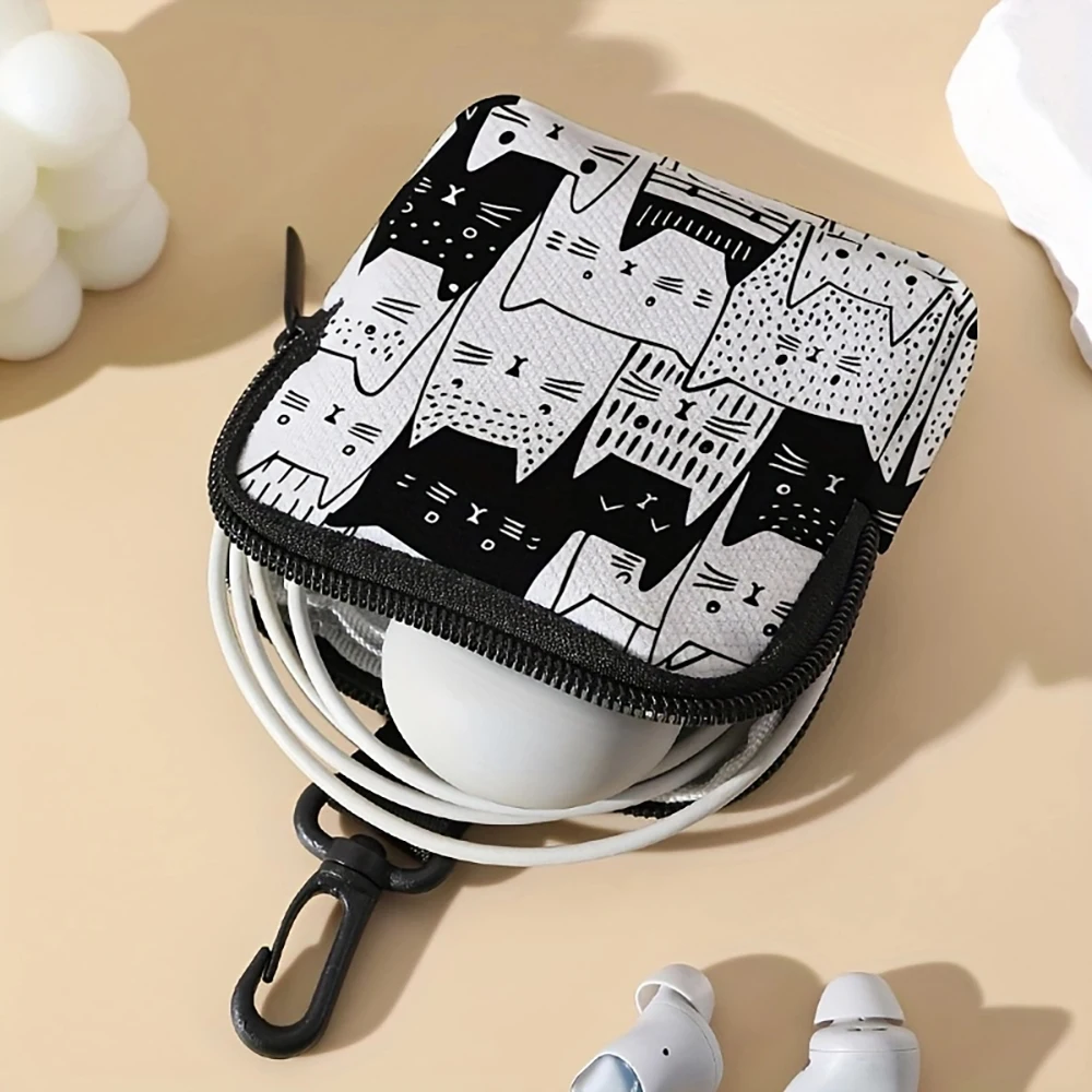 1pc，Cat pattern large capacity coin wallet, digital printed coin wallet, storage bag, and ideal choice for gifts