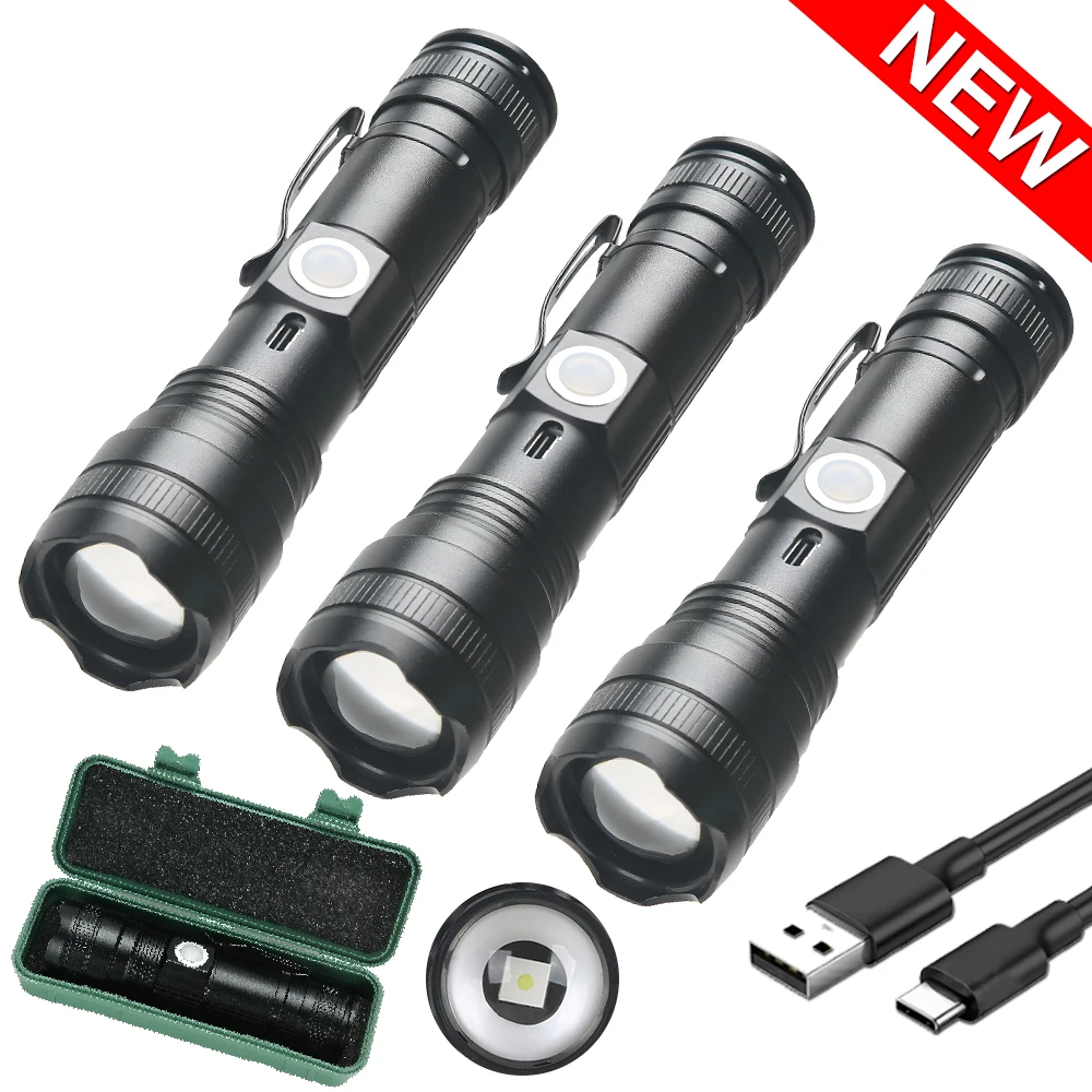 Newest White Laser Flashlight LED Portable Light Emergency Spotlight Zoom Waterproof Outdoor Running Hiking Lighting Lantern