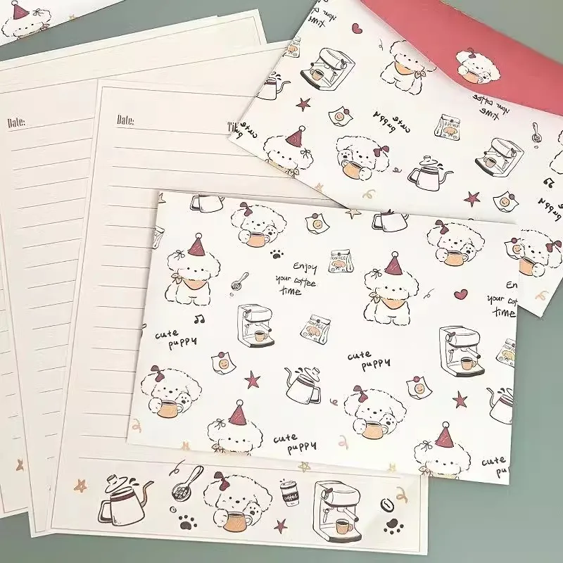 Cute Cartoon Dog Envelopes 8pcs/set for Letters DIY Letter Pad Gift Wrap Bag Wedding Party Invitation Card Cover Cute Stationery kraft paper envelopes mini envelopes