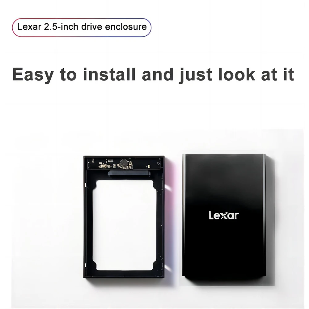 Lexar E100 Portable Hard Drive Box 2.5-inch USB Type A 6Gbps USB3.2 high-speed SATA Solid State HDD USB 3.0 machine universal external hard drive box
