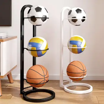 Basketball Holder Cast Iron Stand Display For Volleyball Ball Storage Holder Football Display Stand Multi-Layer Storage Shelf 4