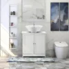 Pedestal Sink Storage Cabinet with 2Doors Traditional Under Sink Cabinet with Adjustable Shelf 3 5/8" W x 11 7/16" D x 23 5/8" H 5