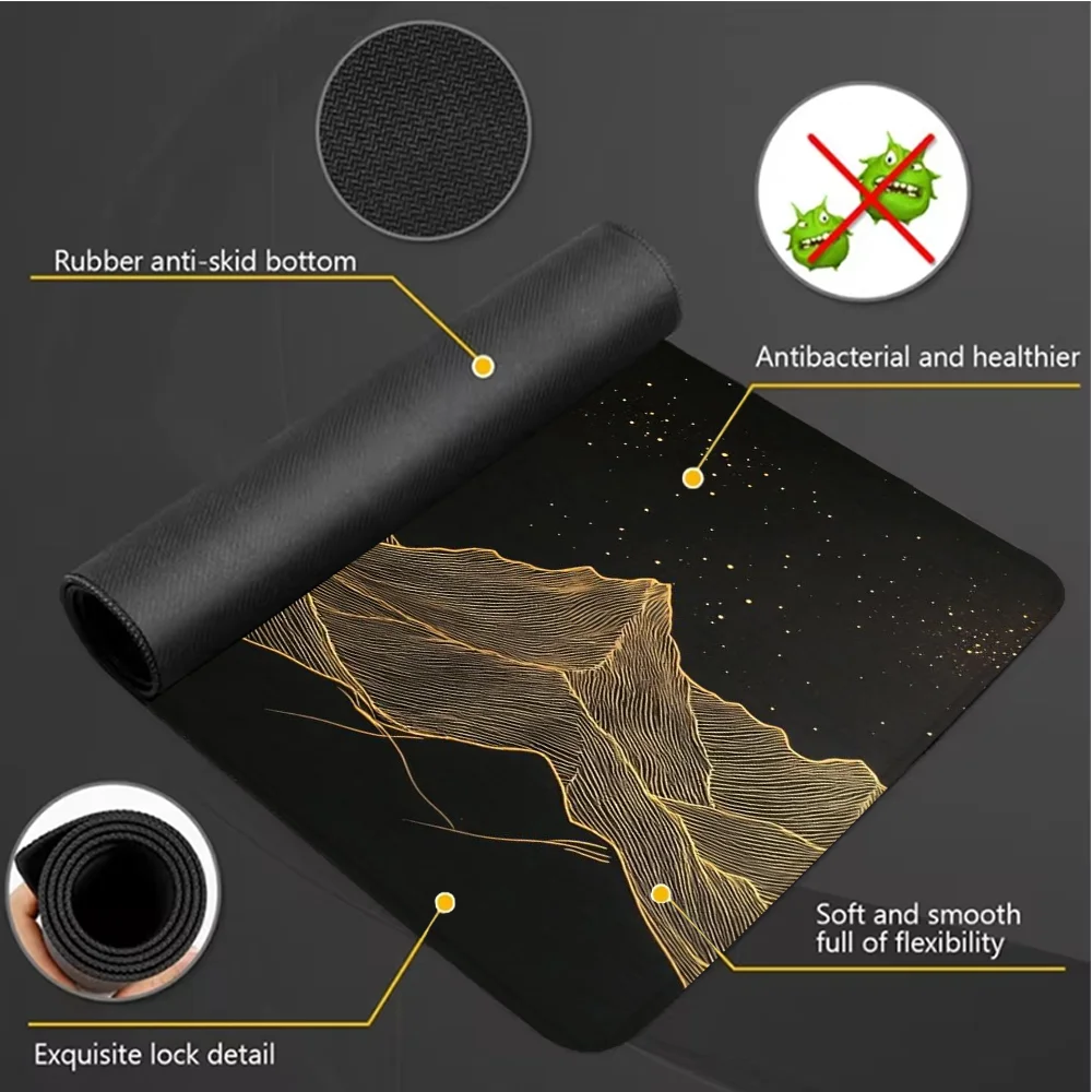 Golden mountain desk mat with stitched edges