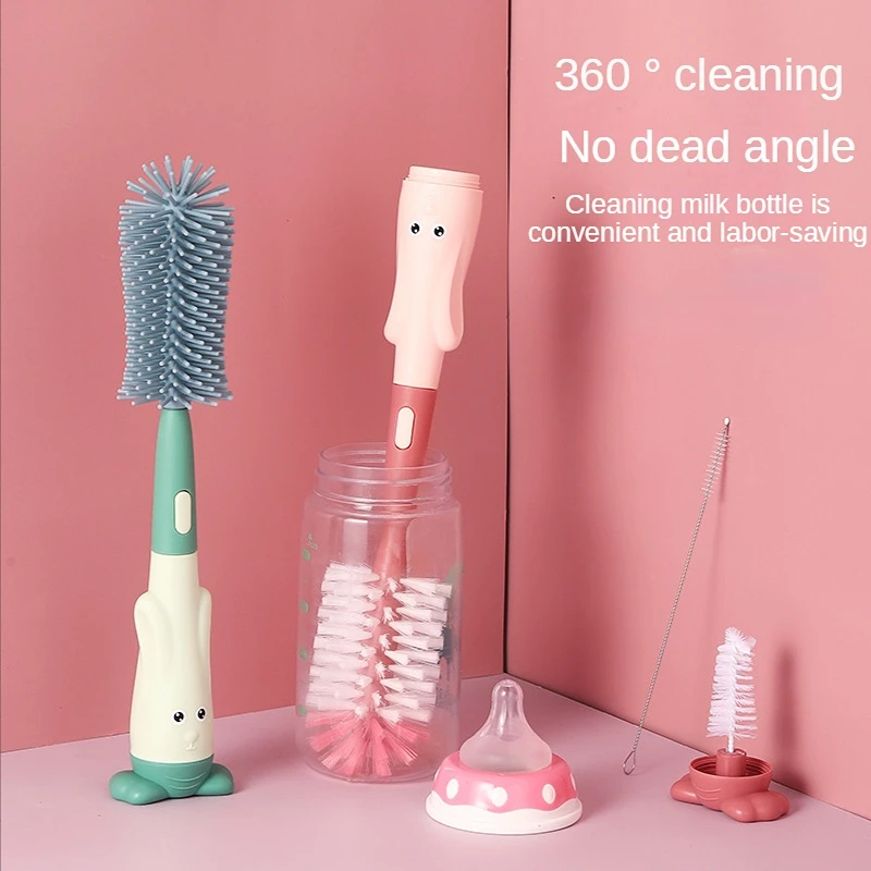 Silicone Bottle Cleaning Brush, with Three-stage Design，for