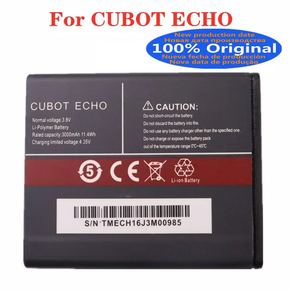 

2024 год новый оригинальный аккумулятор для CUBOT ECHO 3000 мАч мобильный телефон аккумулятор высокого качества аккумулятор в наличии + номер отслеживания