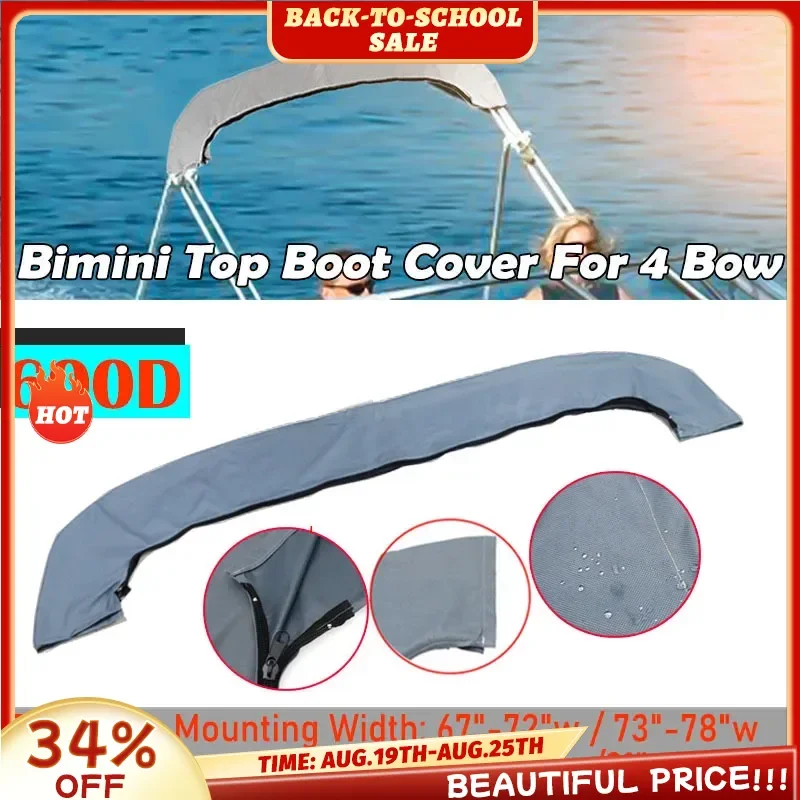 600D Boat Cover 4 Bow Bimini Top Replacement Canvas for V-Hull Jon Center Console Boat