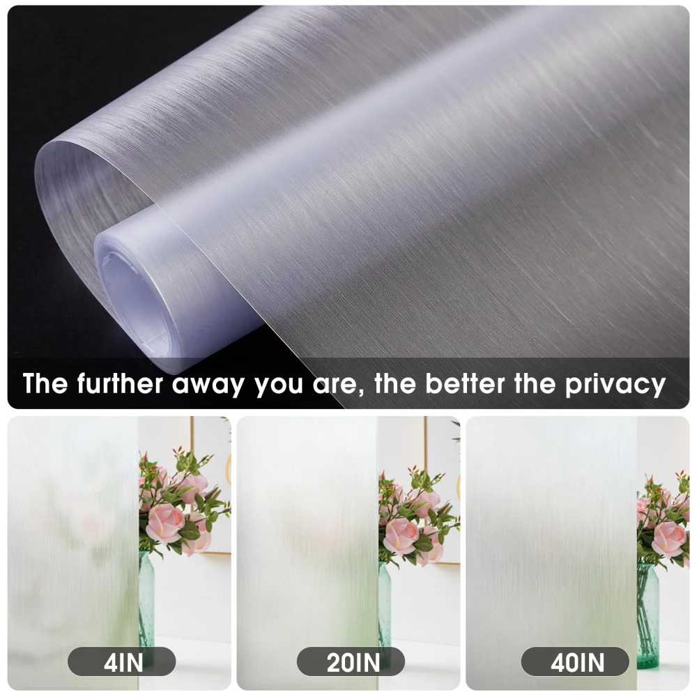 FANCY FIX Privacy Window Film Static Attraction Brushed Texture Translucent Decorative Window Film UV Protection For Home Office