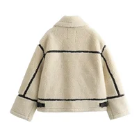 Autumn New Women's European and American Style Artificial Fur Effect Motorcycle Jacket Coat with Fur Integration - Image 2