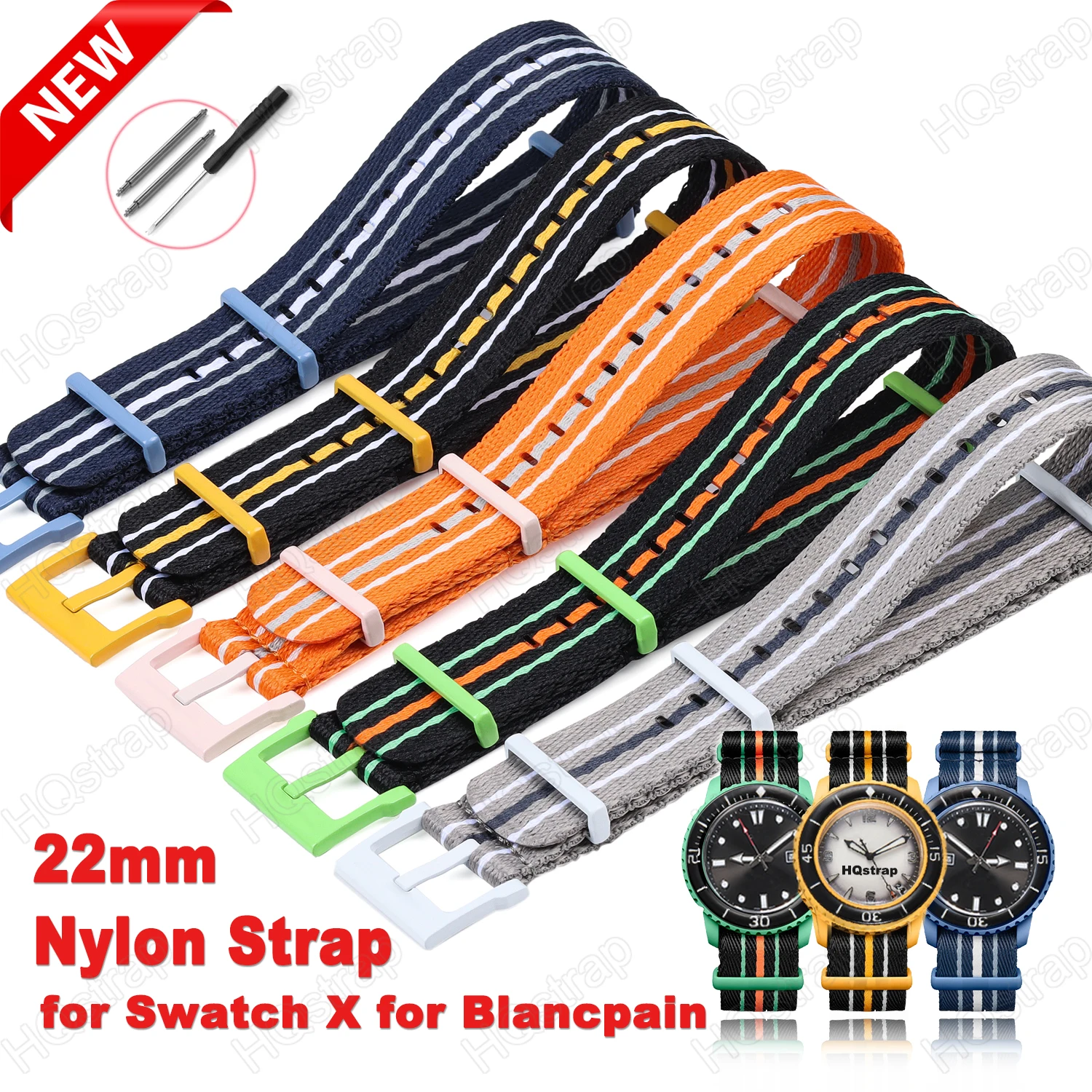 Cinturino In Nylon Da 22Mm Per Bracciale Blancpain Per Cinturino Swatch Serie Cinturino Serie Antartic/Indian/Atlantic/Pacific/Arctic Ocean