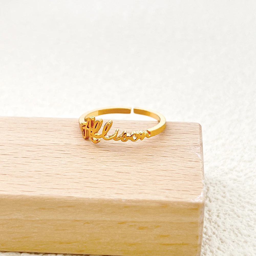 Minimalist Tiny Custom Name Rings for Women Personalized Stainless steel Ring Wedding Rings Free Delivery Couple Gold Ring Gift