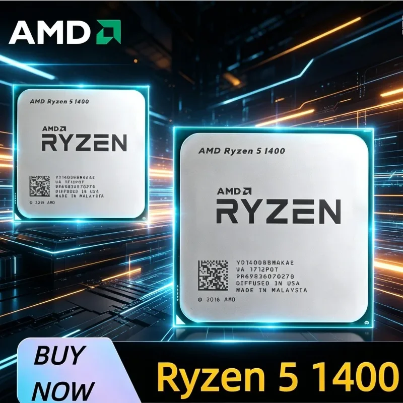 AMD 라이젠 5 1400 소켓 AM4 CPU 4코어 8스레드 3.2GHz 최대 3.4GHz 8MB L3 캐시 65W 언락 데스크탑 게이밍 프로세서