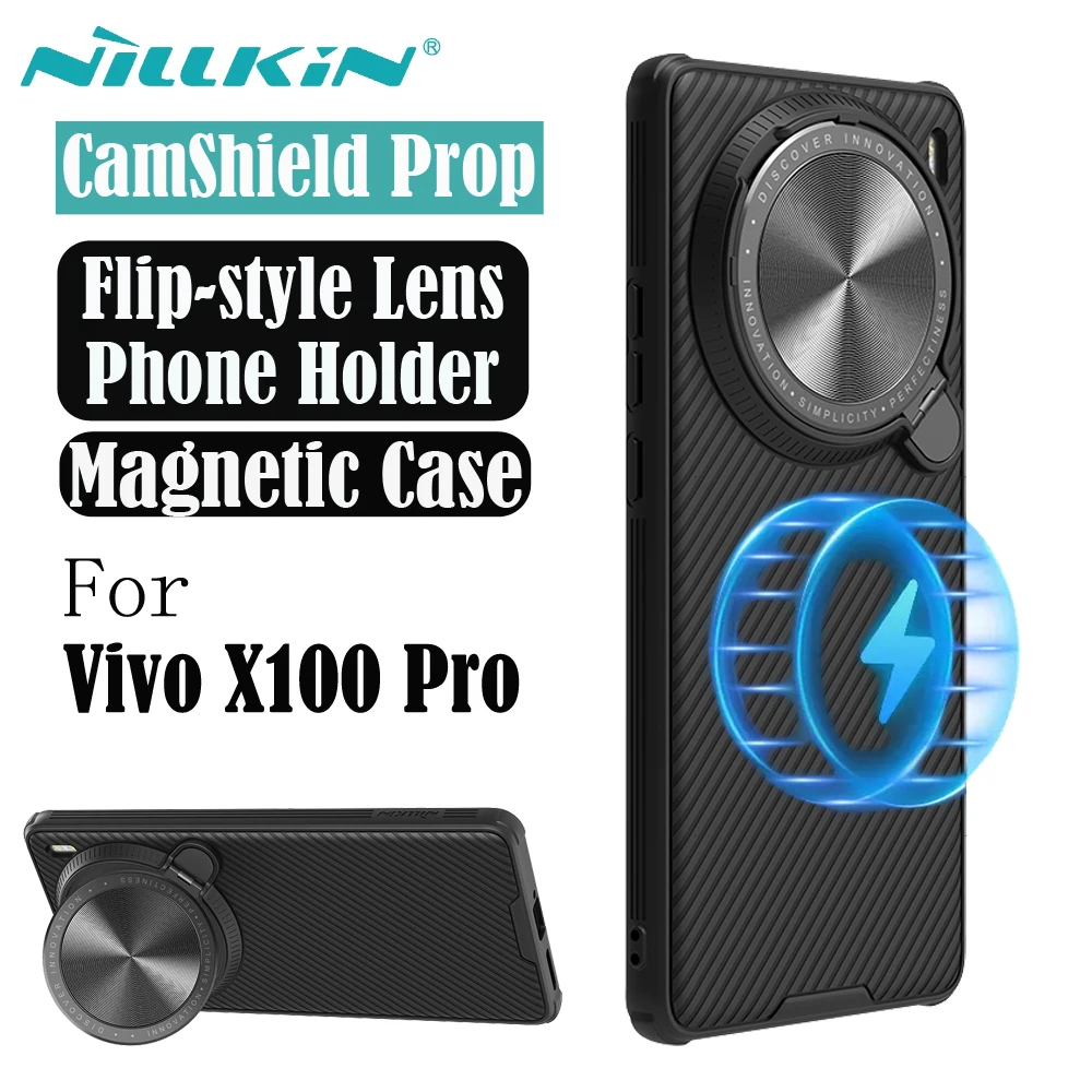 Per Vivo X100 Pro Custodia Per Magsafe Ricarica Magnetica Nillkin Camshield Prop Flip-Style Lens Holder Cover Per Fotocamera Per Vivo X100Pro