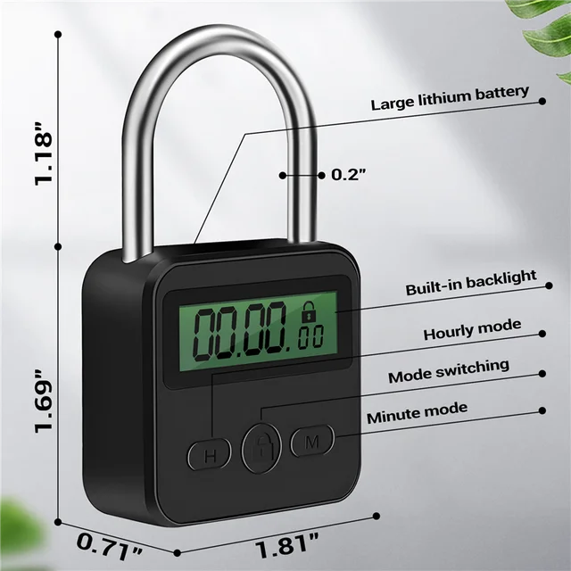 A42Z-Metal Timer Lock LCD Display Multi-Function Electronic Time 99 Hours Max Timing USB Rechargeable Timer Padlock 6