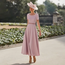 Pale Pink Mother of the Bride Dress with Jacket Feather 3/4 Sleeves Women's Wedding Guest Gowns A Line Beading Scoop Formal Gown