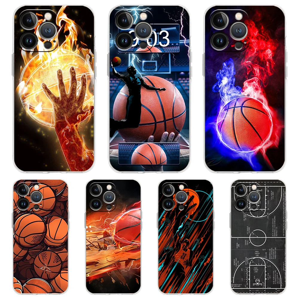 

Basketball Basket Sports Phone Case for iPhone 15 14 13 12 Pro Max Transparent Soft for iPhone 11 Pro Max 7 8 Plus X XS XR Shell