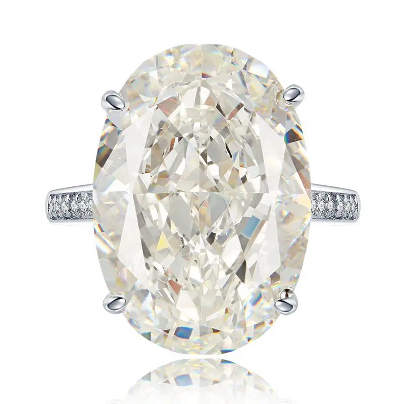 Europa E America Border Connection Stazione Indipendente 14*20 Carati Pigeon Egg Ice Flower Cut Silver Ring Female