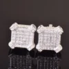 CUC 10MM Square Zircon Earring Gold silver Color  Men Women Screw Stud Earrings Hip Hop Jewelry Fashion Gift 6