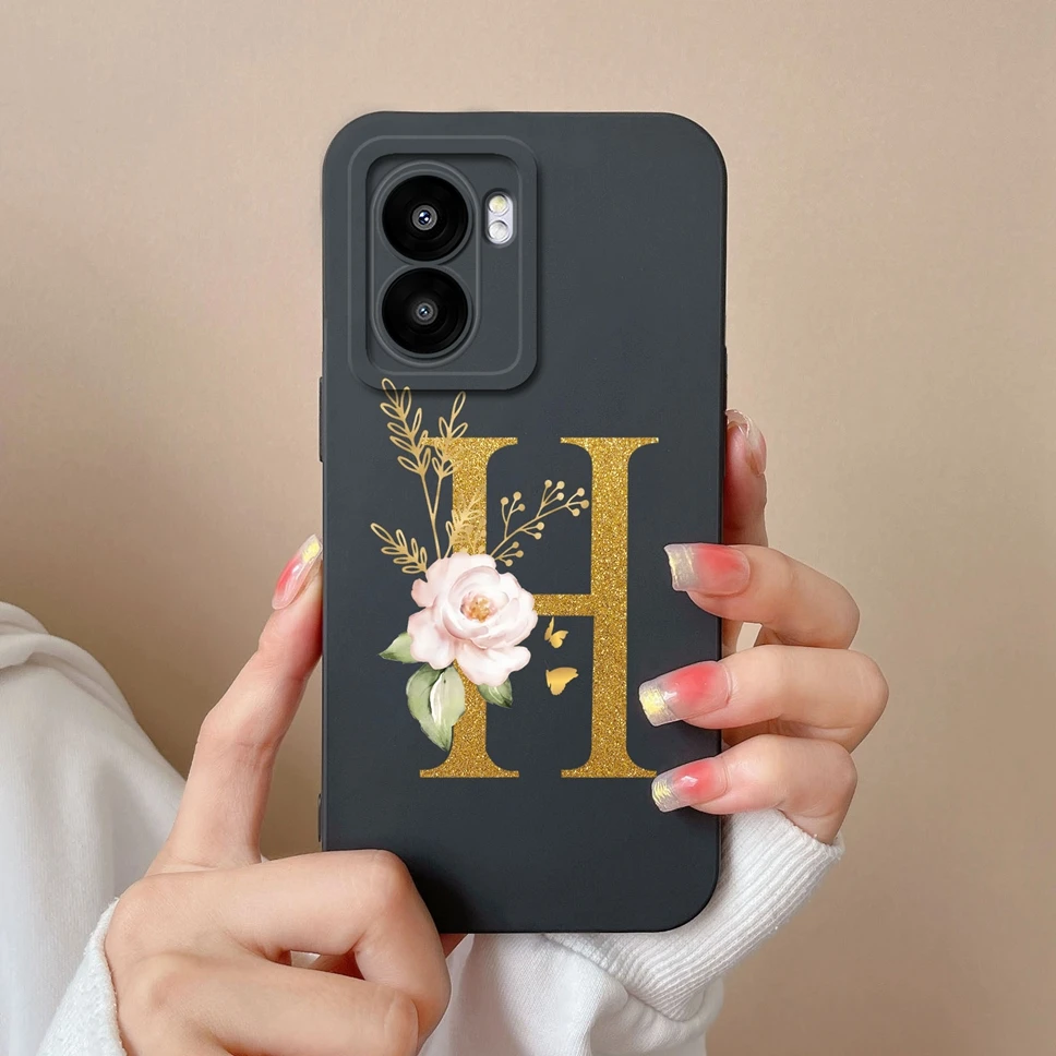 Pretty Flower Letters Liquid Silicone High-Quality Phone Cover