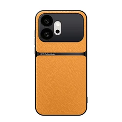 ELVEV Magnetic PU Leather & Soft TPU Ultra - thin Camera Protection Phone Case for Honor 600 Pro (Yellow)