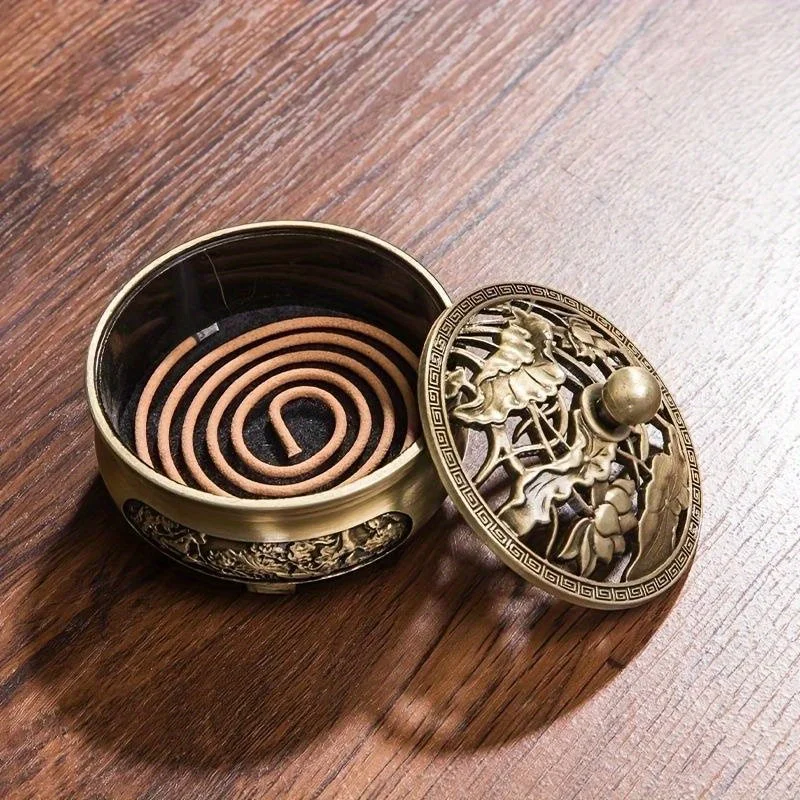 1 مبخرة نحاسية، سبيكة عتيقة، مبخرة بوذية، مبخرة غرفة الشاي العائلية، ديكور منزلي