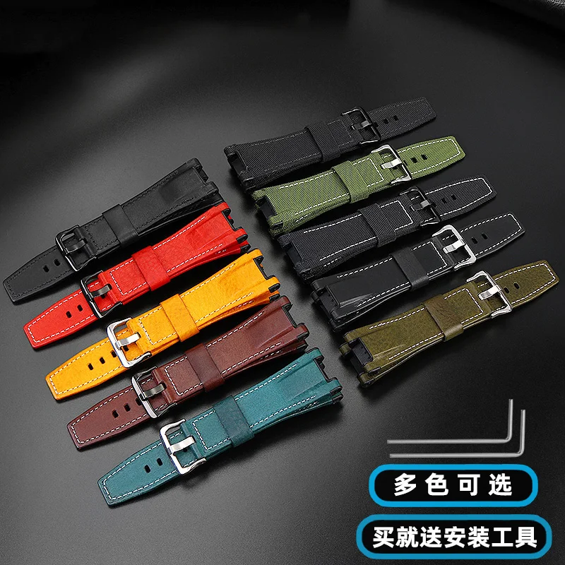 Canvas leather watch strap for Casio G-SHOCK GST-B100 S130 W300GL 400G W330 GST-W120L s120 W130L S100 Series watch accessorie