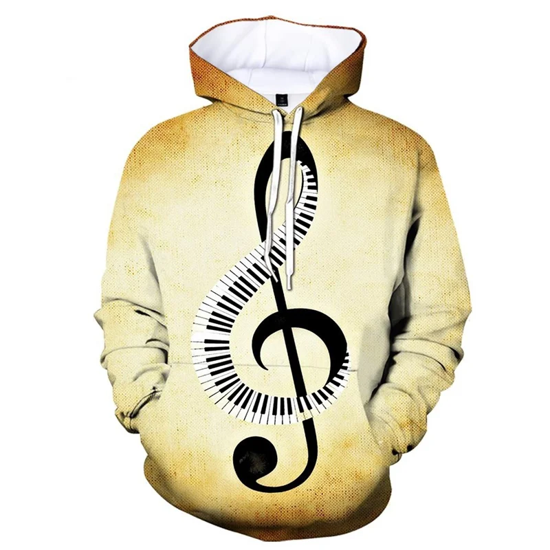 thumbnail image 1 of 2024 Sudadera con capucha con estampado 3D de notas musicales divertidas y novedosas para hombre, sudaderas de manga larga nuevas de otoño, camisetas casuales, suéter, ropa, 1 of 5