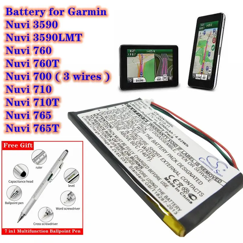 GPSナビゲーターバッテリー,3.7v/1250mah,361 00019 11,Garmin nuvi 3590,3590lmt,700