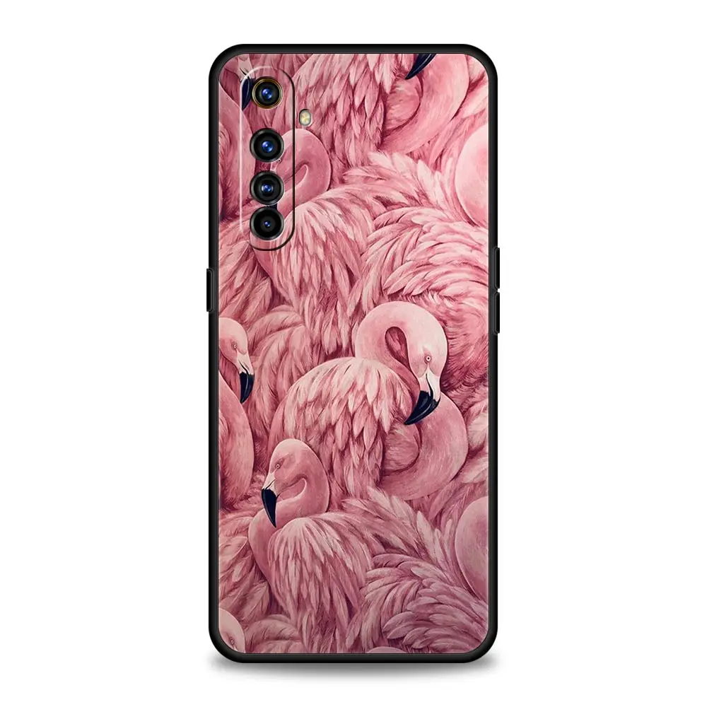 Pink Red Flamingo Soft Silicone Phone Case - Stylish Black Cover