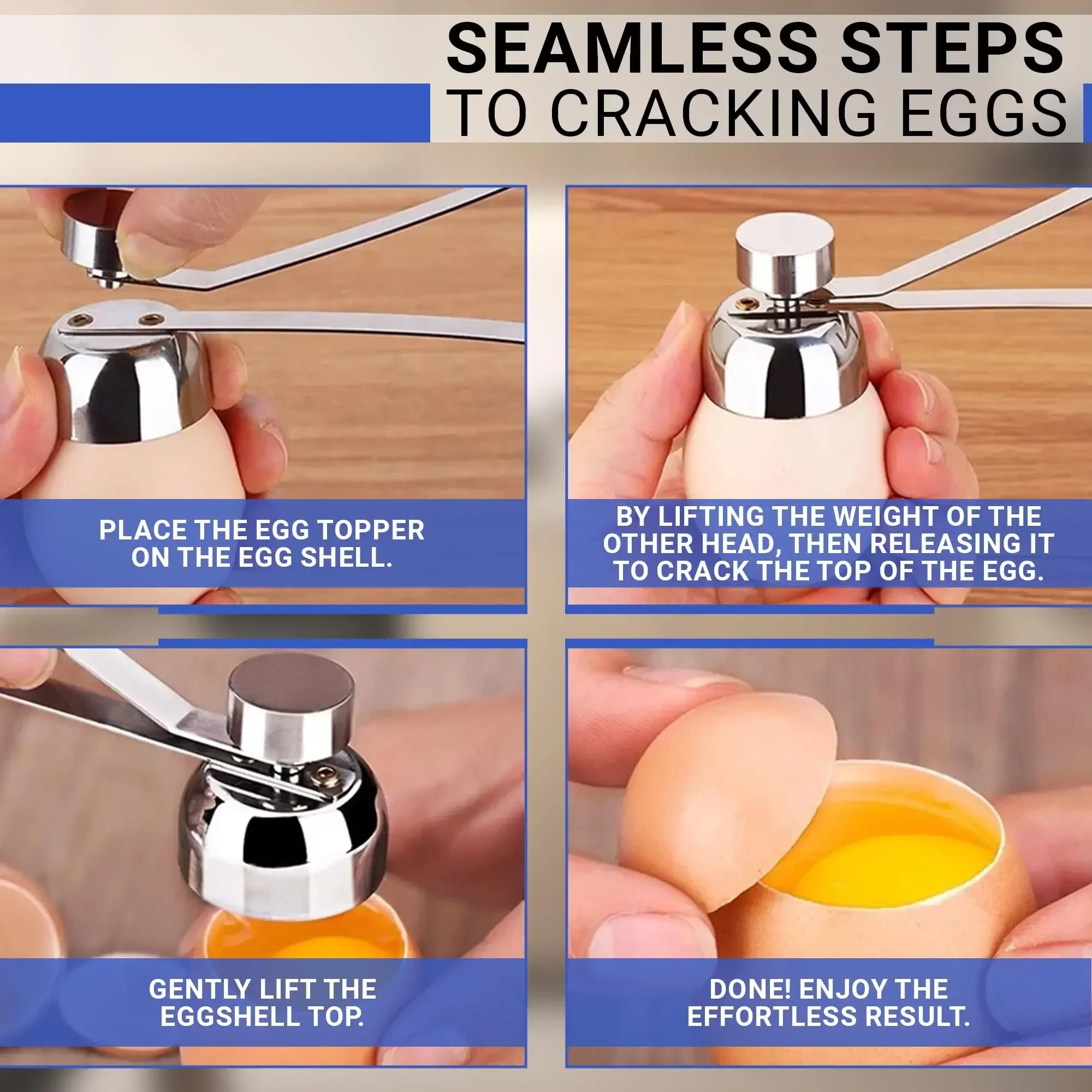 Egg Opener Stainless Steel Egg Cracker Tool-Egg Cutter Tool Eggs Cracker for Kitchen Gadgets