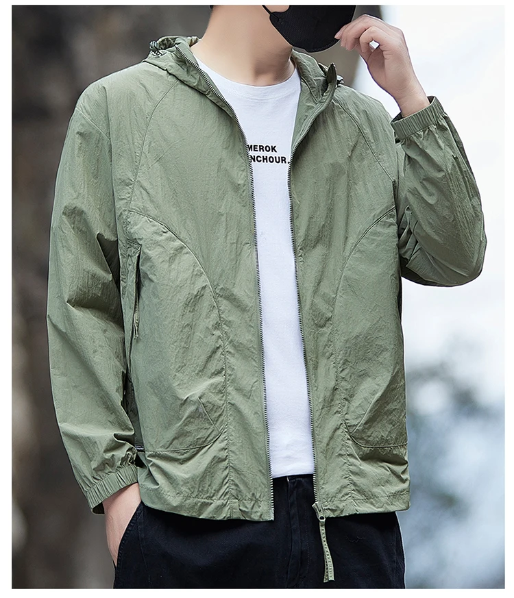 Men's Waterproof Hooded Jacket with Zipper Closure & Pockets Casual Outerwear Sa9d69c6f88404c0ab897b2c0c903ccf2i