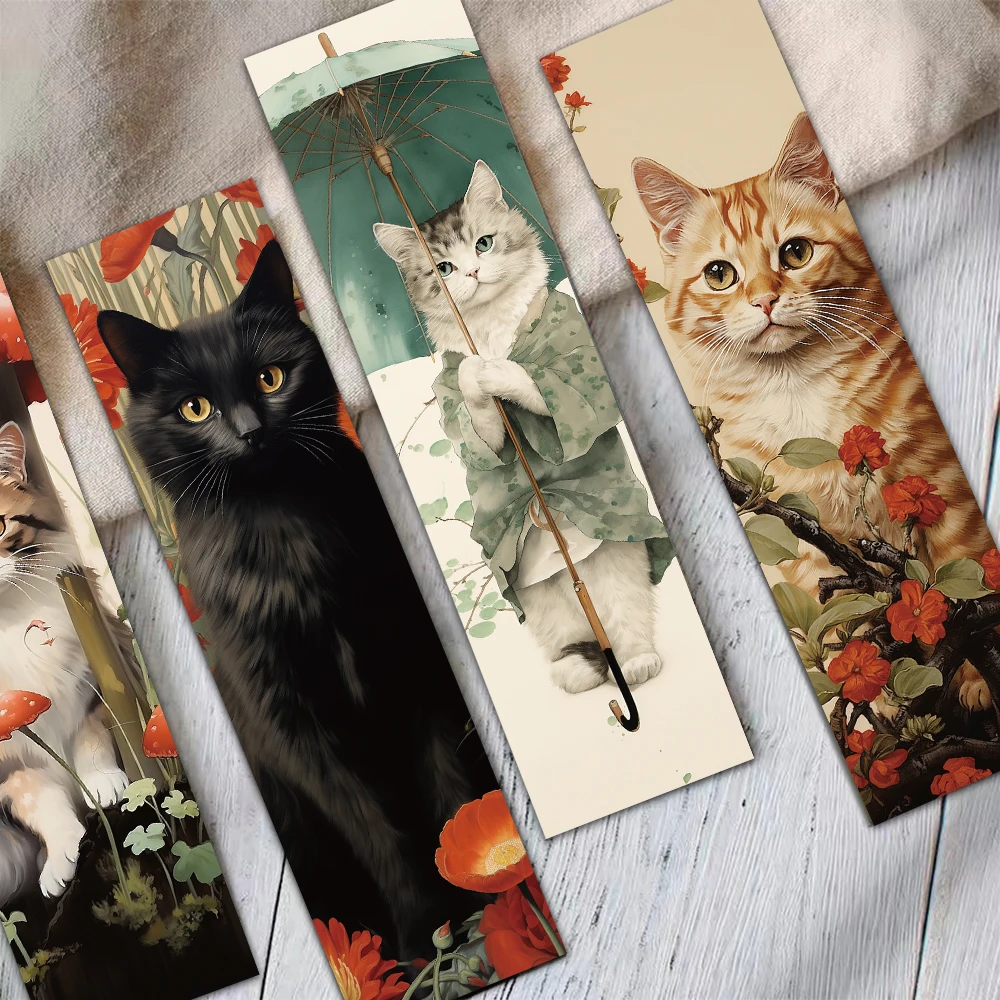 Japanese Cat Bookmark Cartoon Cute Animal Decoration Reading Page Mark Book Mark Page Holder Student Supplies Message Card 30pcs animal bookmark bookmarks stationery supplies