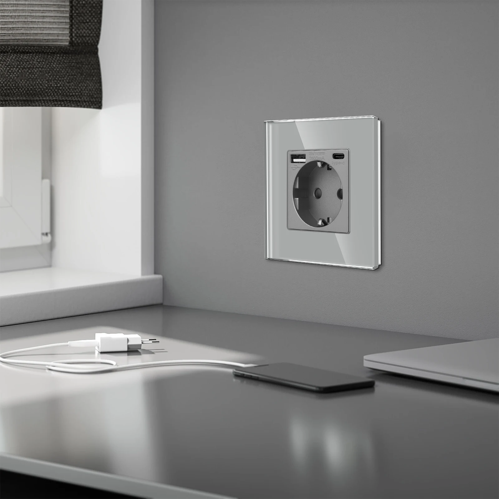 USB Tipo-C, Carga Rápida 20W, Moldura De