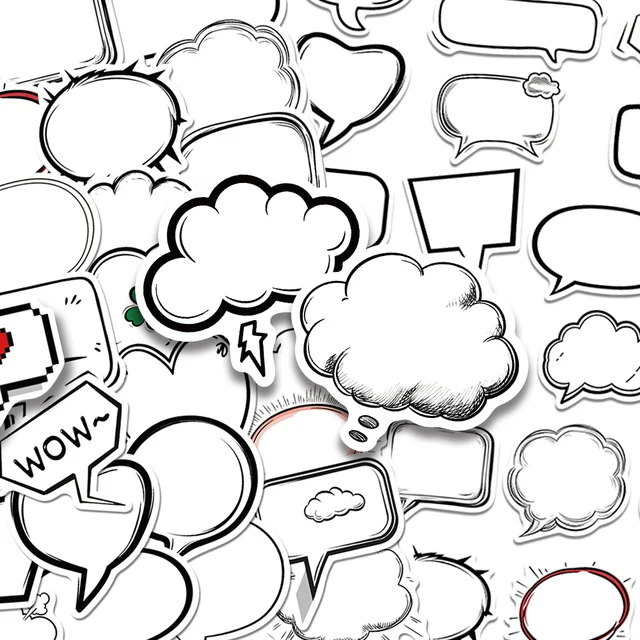 50pcs Black & White Bubble Album Stickers Decals For Phone Laptop Scrapbook DIY Waterproof Stickers Students Stationary Supplies 1