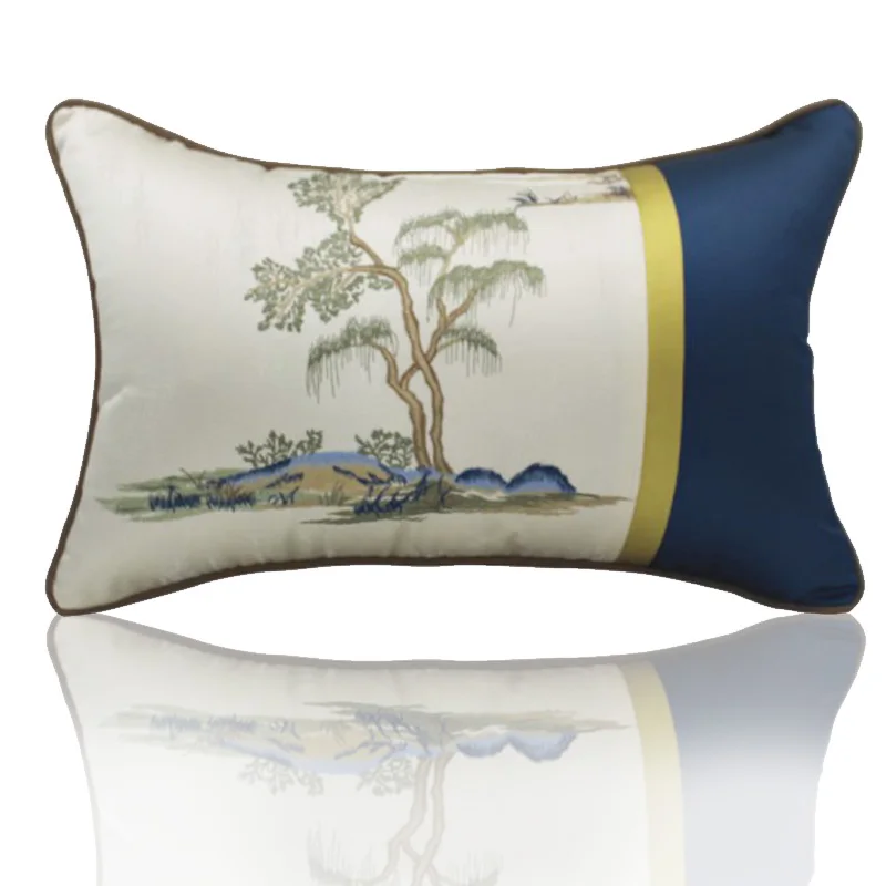 

Традиционные китайские атласные подушки для гостиной, роскошная жаккардовая подушка для дивана, декоративная поясничная Подушка, 30x50 см