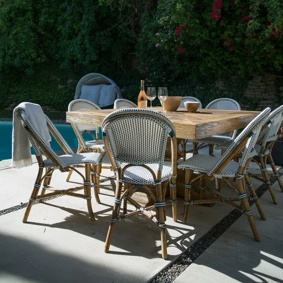 Popular Bistro Vintage Aluminium coffee shop restaurant furniture Bistro Outdoor rattan chair